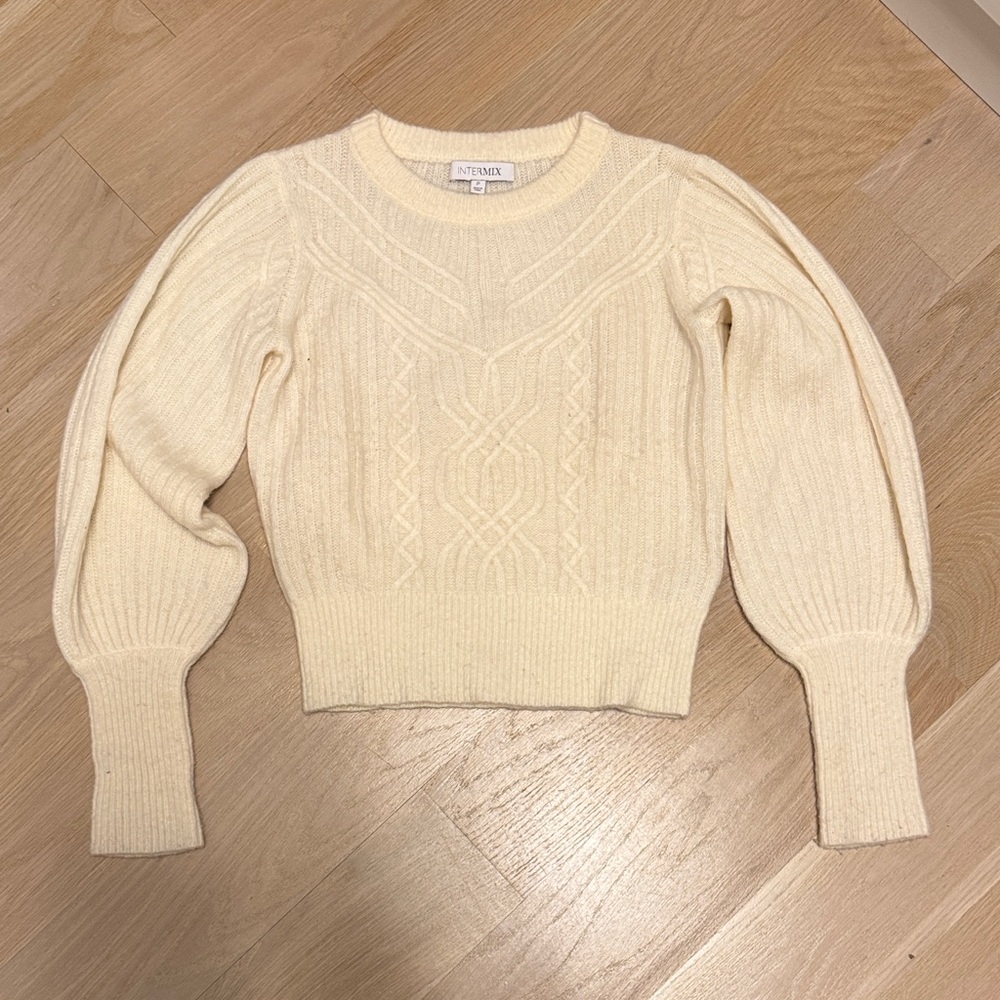 INTERMIX Cream Cable Knit Sweater